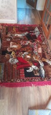 Vintage Large Cats Playing Chess Tapestry Wall Art Or Rug  Eye Catching 
