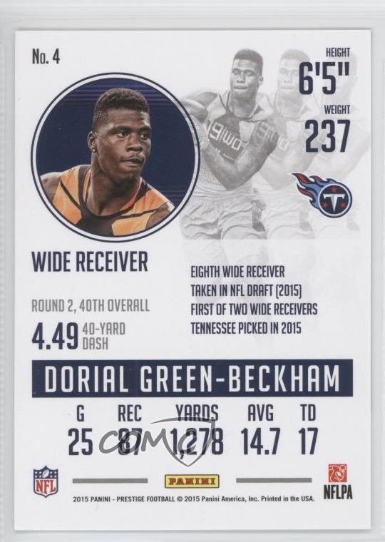 2015 Panini Prestige Blue Chip Recruits Dorial Green-Beckham #4 Rookie ...
