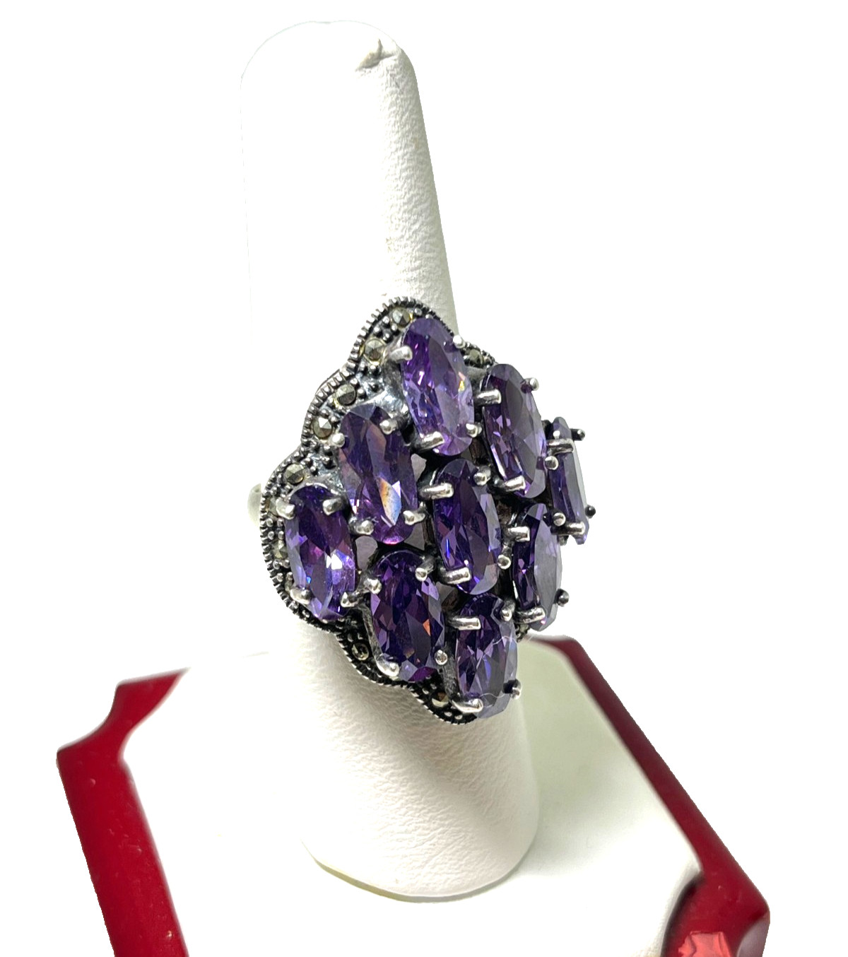 Sterling Silver Marcasite & Purple Amethyst State… - image 3