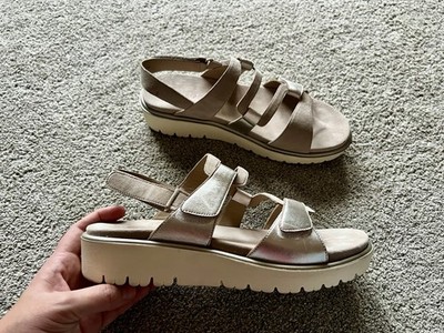 ARA Bayview Women s Size 42 Metallic Strappy Slingback Wedge Sandals