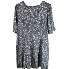 Old Navy Blue Floral Ditsy Mini Dress Open Back Smocked XL