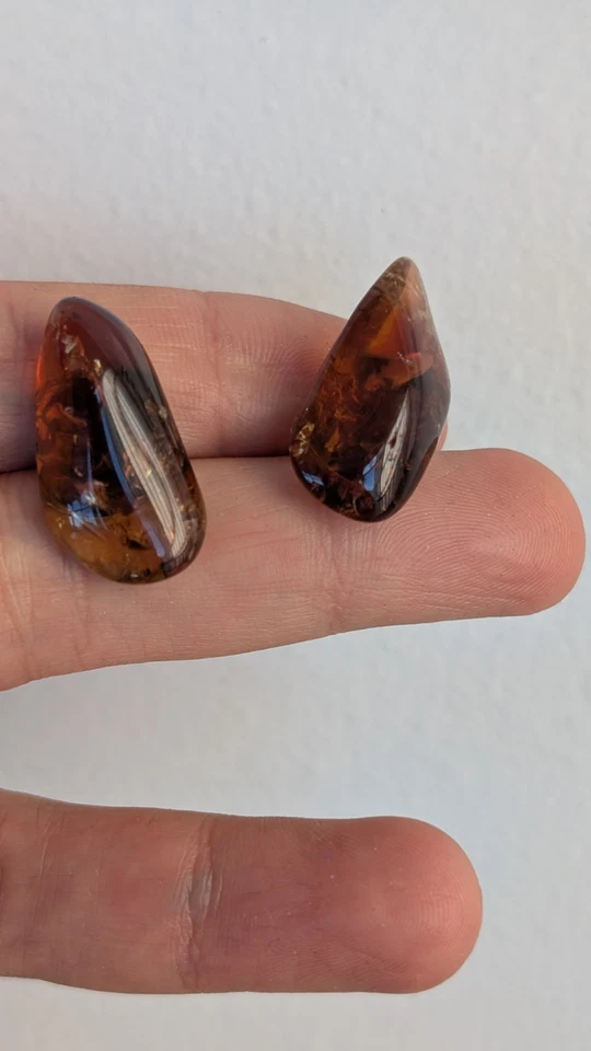 Gemelos ámbar báltico. Barroco Genuino Tono Ámbar y Plata Foto 4 de 4