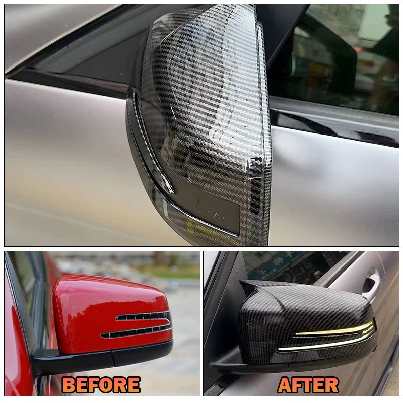 Tapas de fibra de carbono para espejo retrovisor Mercedes~Benz W204 W212 W176 CLA250 Foto 4 de 4