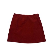 J Crew Factory Mini Skirt Corduroy Brick Red Side Zip Women's Size 8