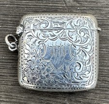 Antica custodia Vesta argento sterling John Rose Birmingham XIX secolo fiammifero cassaforte