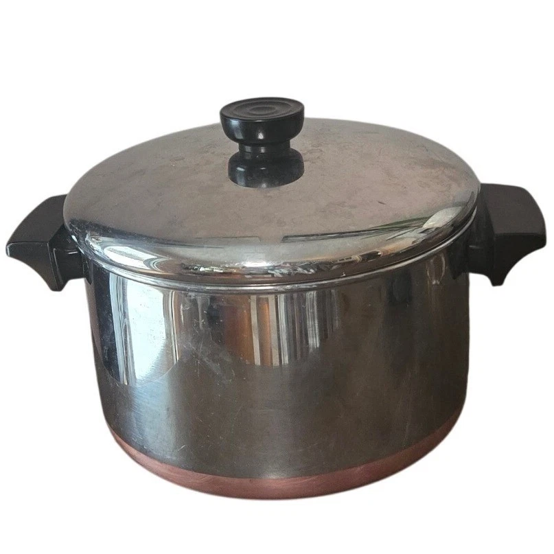Vintage Revere Ware 4 Quart Dutch Oven / Saucepan w/ Lid Copper Bottom USA