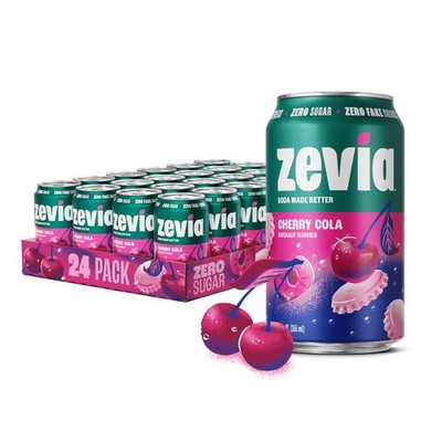 Soda Cherry Cola Zero Sugar 12 oz Cans 24-Pack Naturally Sweetened Vegan