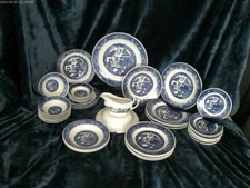Churchill, Royal Blue Willow Massive 38 Piece China Set