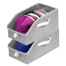 2 Pack Stackable Hat Organizer for Baseball Caps, Fabric Hat Storage Boxes wi...