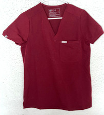 FIGS Women's Catarina Size XS Burgundy One Pocket Scrub Top PO 3352