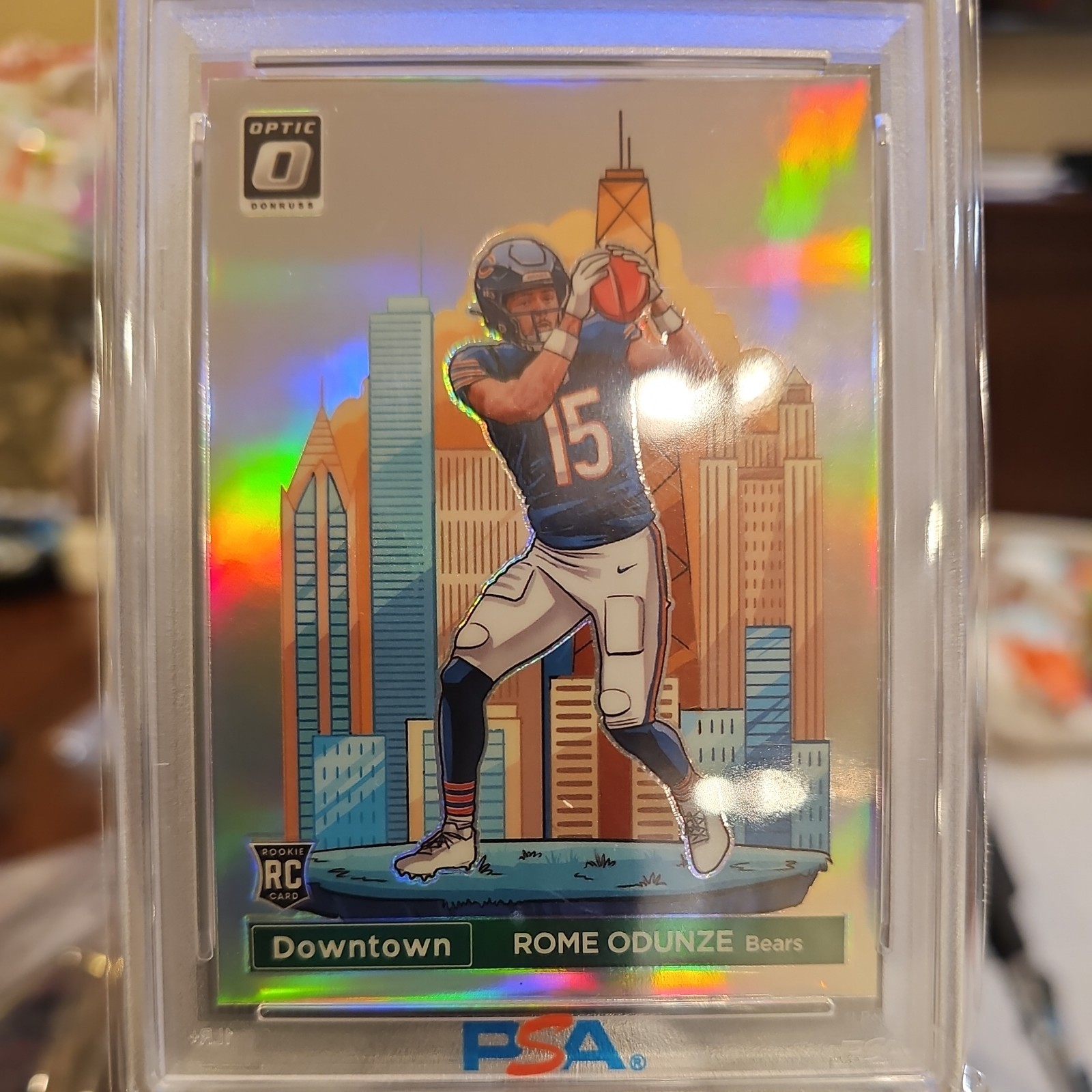 2024 Donruss Optic Downtown! Bears Rome Odunze Rookie RC PSA 9