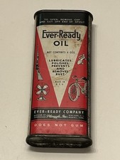 VINTAGE ADVERTISING EVER-READY 4 Oz OILER TIN OIL PETROLIANA EMPTY - VERY RARE on The Hot Collector