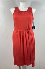 NWT Simply Vera Vera Wang Sz L Empire Waist Midi Dress Orange Sleeveless