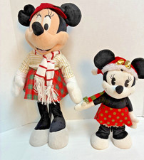 Disney Standing Mickey  Minnie Mouse 22"  14" Plush Holiday Door Greeters