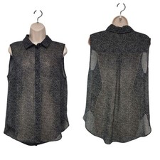 H&M Women's Spotted Sheer Sleeveless Tunic Blouse Size 12
