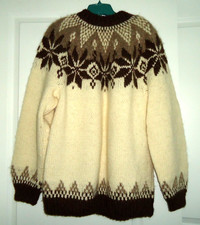 Vintage-70 Unisex Alpaca Knitted Wool Sweater Fair Isle Festival Hippie Ethnic
