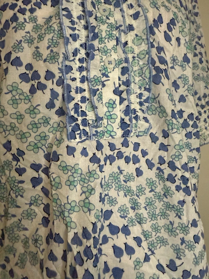 Blusa para mujer Talbots nueva con etiquetas 100 % algodón estampado floral azul y verde talla PXL Foto 3 de 4