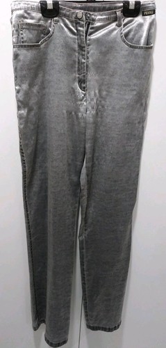 Gianfranco Ferré, Gianfranco Ferre - Womens VTG 80s Disco Club Trouser Pants Satin Silver - 26x32