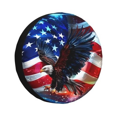 Spare Tire Cover Bald Eagle American 16 inch Bald Eagle With American Flag 7