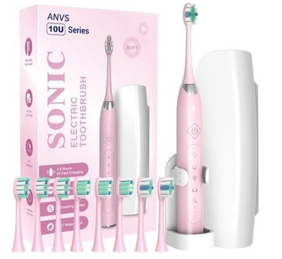 Sonic Electric Toothbrushes for Adults - Rechargeable with Travel Case, 8 Brush