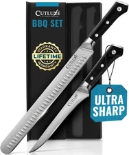 Carving Knife Set for BBQ & Brisket – Razor Sharp German Steel Slicing and Bo...
