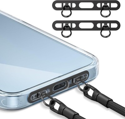 Metal Phone Tether Tab for iPhone, Cell Lanyard Patch with Black+black