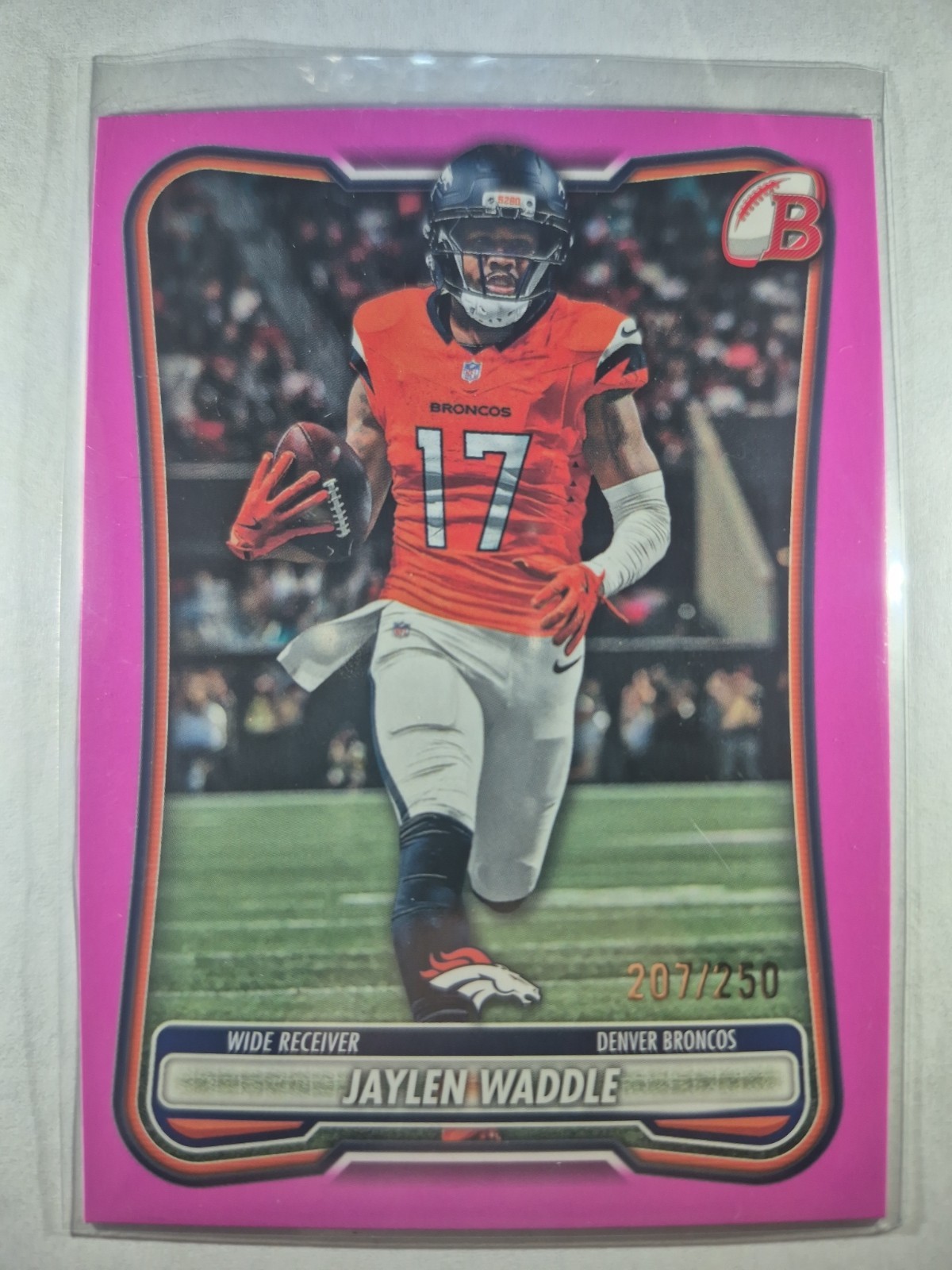 Topps 2026 Bowman Pink Jaylen Waddle #BCV-68 207/250 Denver Broncos