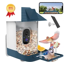 Bird Feeder with Camera,WiFi Outdoor Smart Camera Deep Blue 