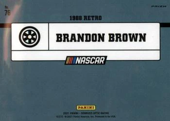 Brandon Brown 2021 Donruss Racing - Optic Carolina Blue Wave #76 - NASCAR - Image 2 of 2