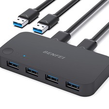 USB 3.0 KVM Switch 2 Computer teilen 4 USB Geräte kompatibel mit Windows Mac ...