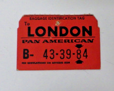 Vintage Pan American World Airways Pan Am Baggage Luggage Tag London