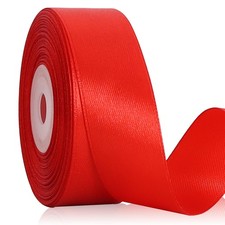 Red Solid Silk Satin Ribbon 1 Inch x 25 Yds Gift Wrapping Floral Bouquets DIY