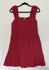 NWOT Old Navy Fit  Black Deep Red Cotton Gauze Dress Wide Straps L