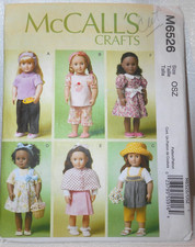 McCall's Crafts M6526 - 18" Doll Clothes Sewing Pattern 6 Modern Outfits Cut