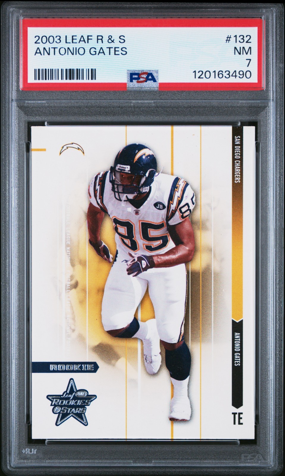 2003 Leaf Rookies & Stars #132 Antonio Gates (PSA 7) - Hall of Fame, Chargers
