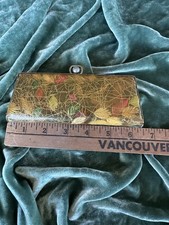 Vintage Acrylic Gold Tone clutch,purse, glasses case w leaves  metal clasp