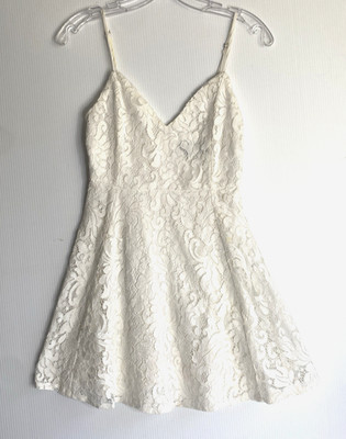 Lulus Dress Ivory Lace Mini Sundress Jr XS Spaghetti Strap Stretch Fully Lined