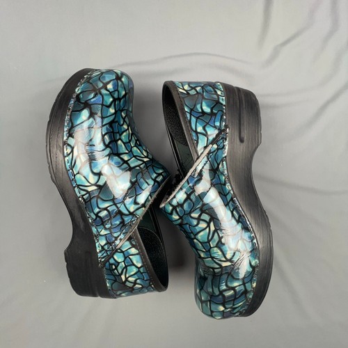 DANSKO Professional Clog - Blue Ripple Patent Leather With 2" Heel, Arch Support & Rocker Bottom - View #7