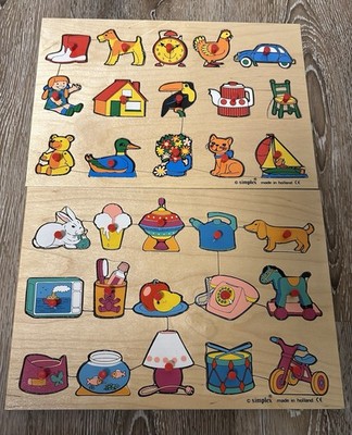 Lot of 2 Vintage Simplex wooden peg puzzles