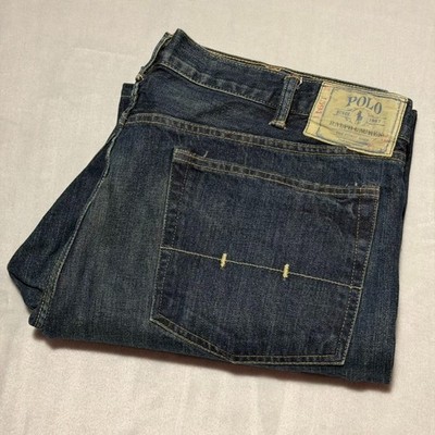 Polo Ralph Lauren Mens 40x31 Blue Denim Jeans Straight Leg Dark Wash 100% Cotton