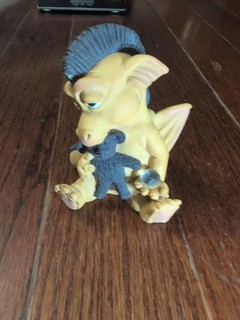 Vintage Krystonia Koozle Tired Baby Sleepy Dragon w/ Teddy Bear Figurine England