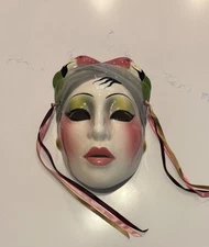 Vintage Ceramic Wall Mask Flamingo 1980s Made In USA by About Face Clay Art 9x6