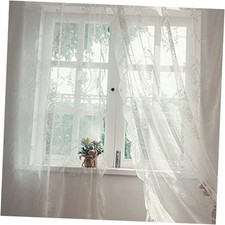 White Lace Curtains 84 Inches Long 2 57"W x 84"L Pack of 2 White Rococo