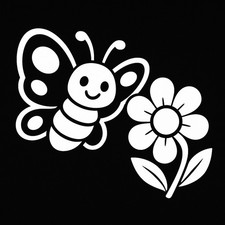 Cute Butterfly And Flower Vinyl Decal Car SUV Truck RV Window Tablet Laptop