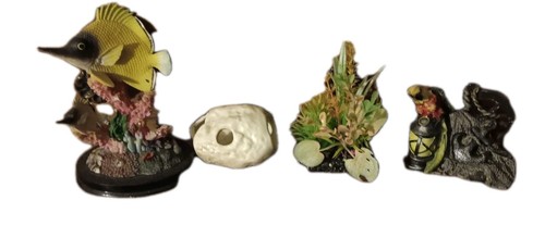 Aquarium Decorations Tropical Fish, Ceramic Moon Stone, Pirate Wheel Parot...