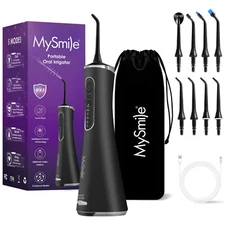 MySmile Portable Cordless LP211 Dental Water Flosser Oral Irrigator 8 Tips