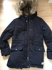 Jack Wills Black Parka Style Coat Fur Lined Feather & Down Filled Perfect Uk 8