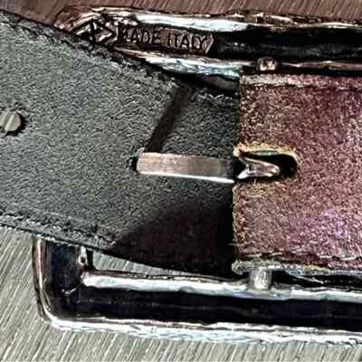 ABACO Paris Leather Size Small Belt Silver Made in Italy Clasp Buckle Vintage ABACO Paris Leather Size Small Belt Silver Made in Italy  main image 4