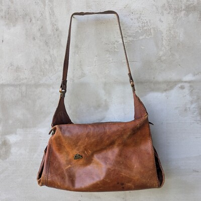 THE BRIDGE Vintage 80s-90s Women's Large Leather Brown Bag With Top Handle Italy