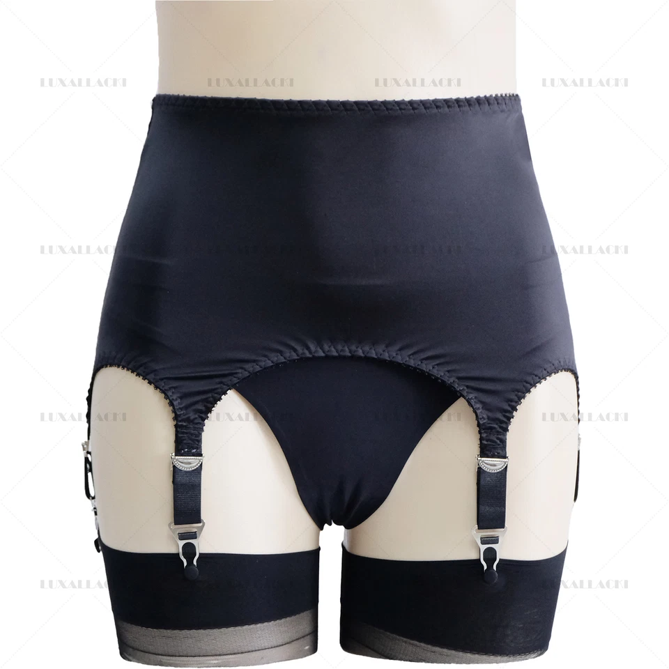 Luxallacki Classic Satin Lace Garter Belt 6 Straps Sexy Waist Girdle (3 Colors) - Image 2 of 4